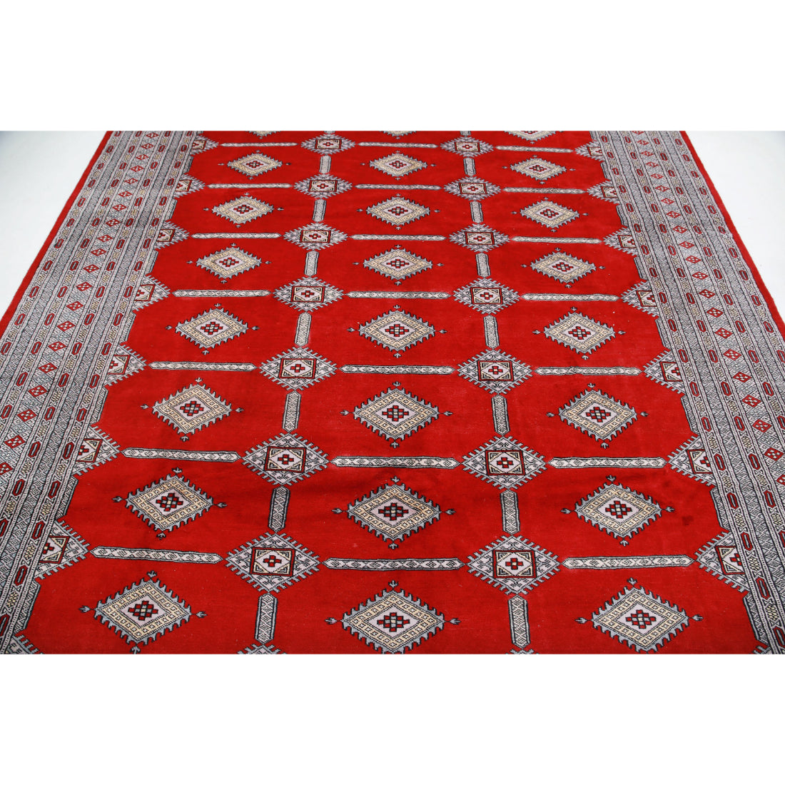 Alfombra tribal de lana Bokhara anudada a mano - 8'4'' x 10'8''