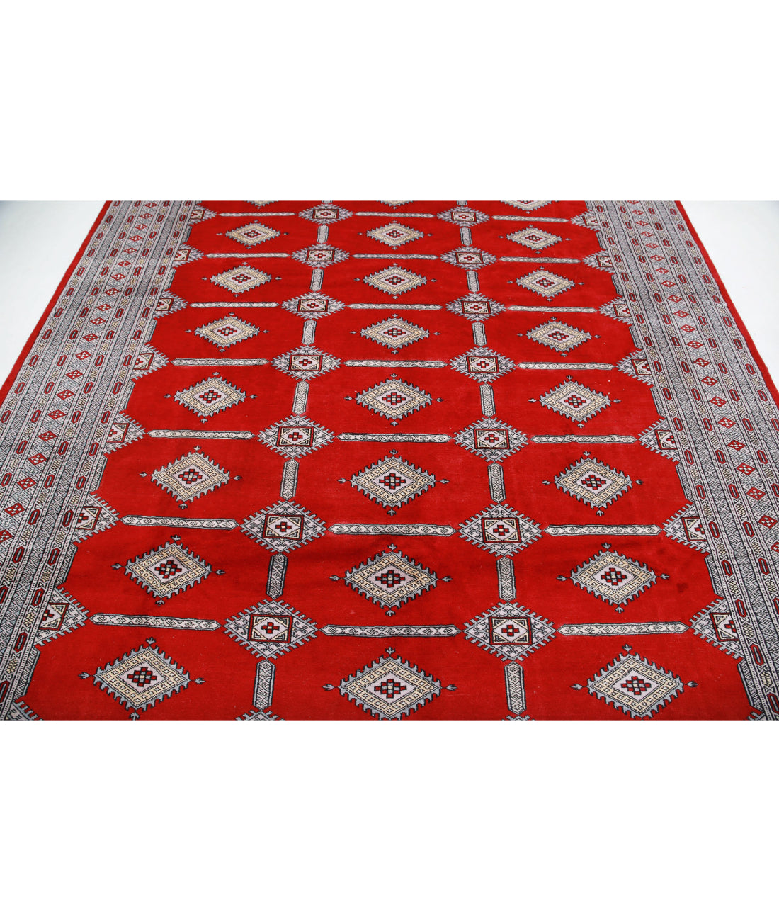 Alfombra tribal de lana Bokhara anudada a mano - 8'4'' x 10'8''