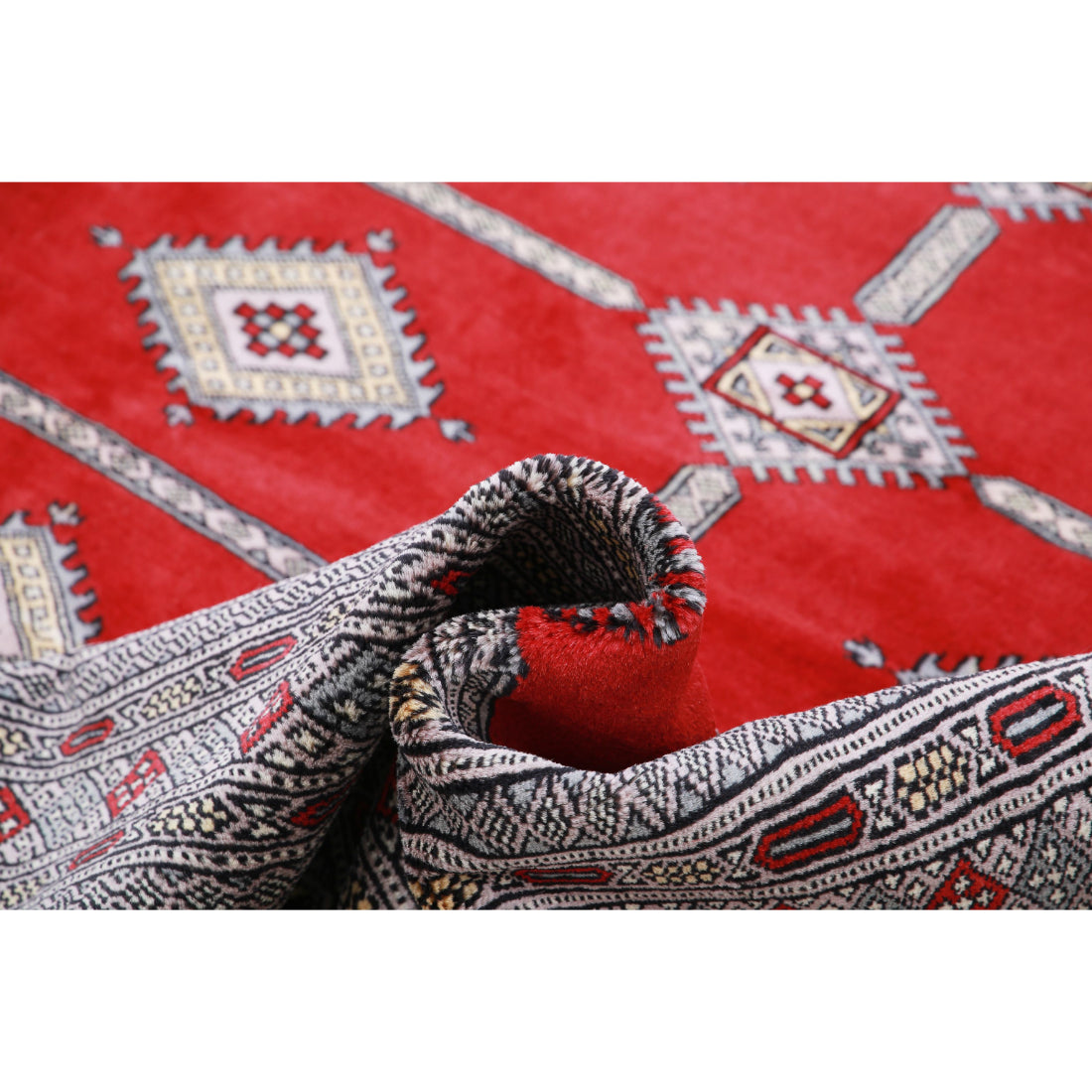 Alfombra tribal de lana Bokhara anudada a mano - 8'4'' x 10'8''