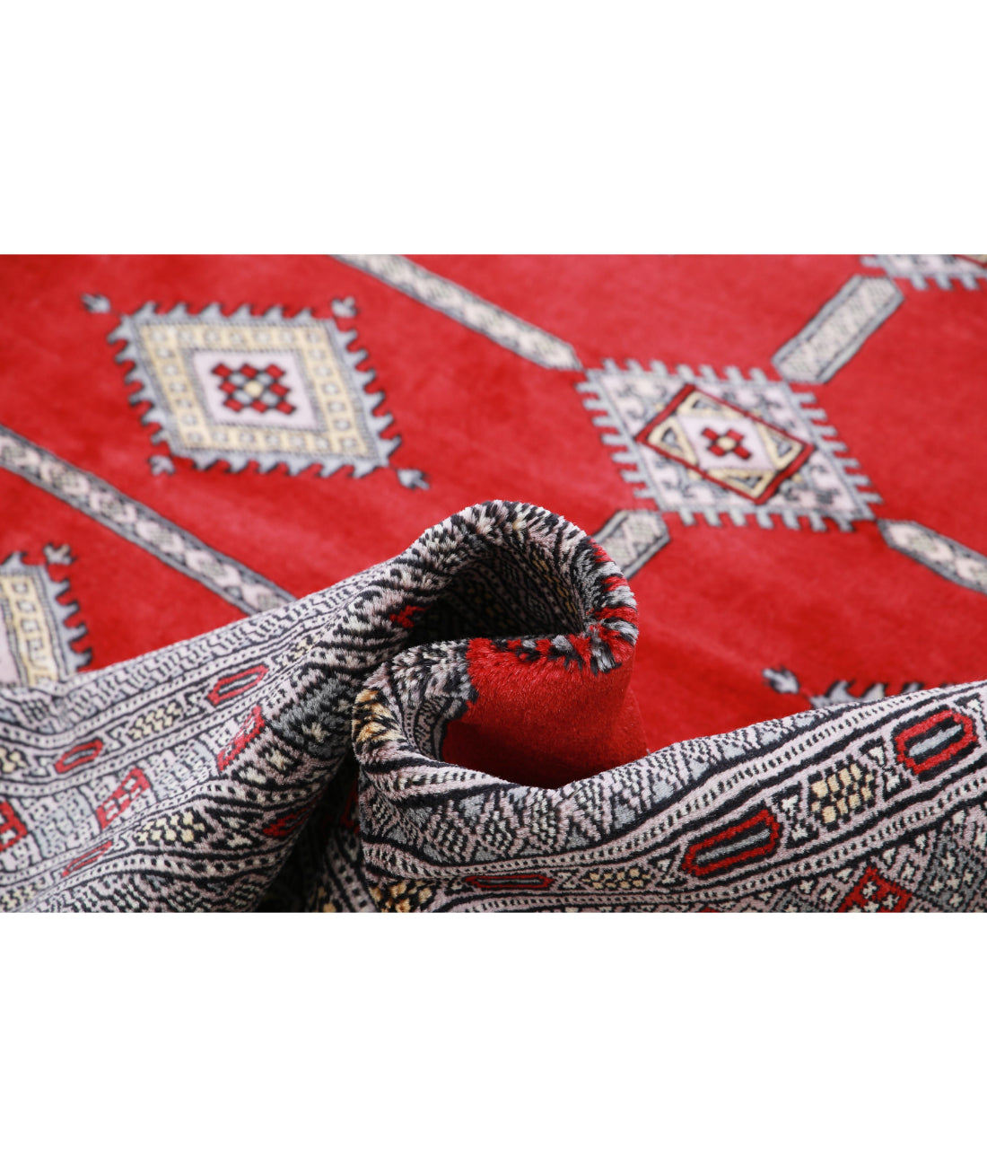 Alfombra tribal de lana Bokhara anudada a mano - 8'4'' x 10'8''