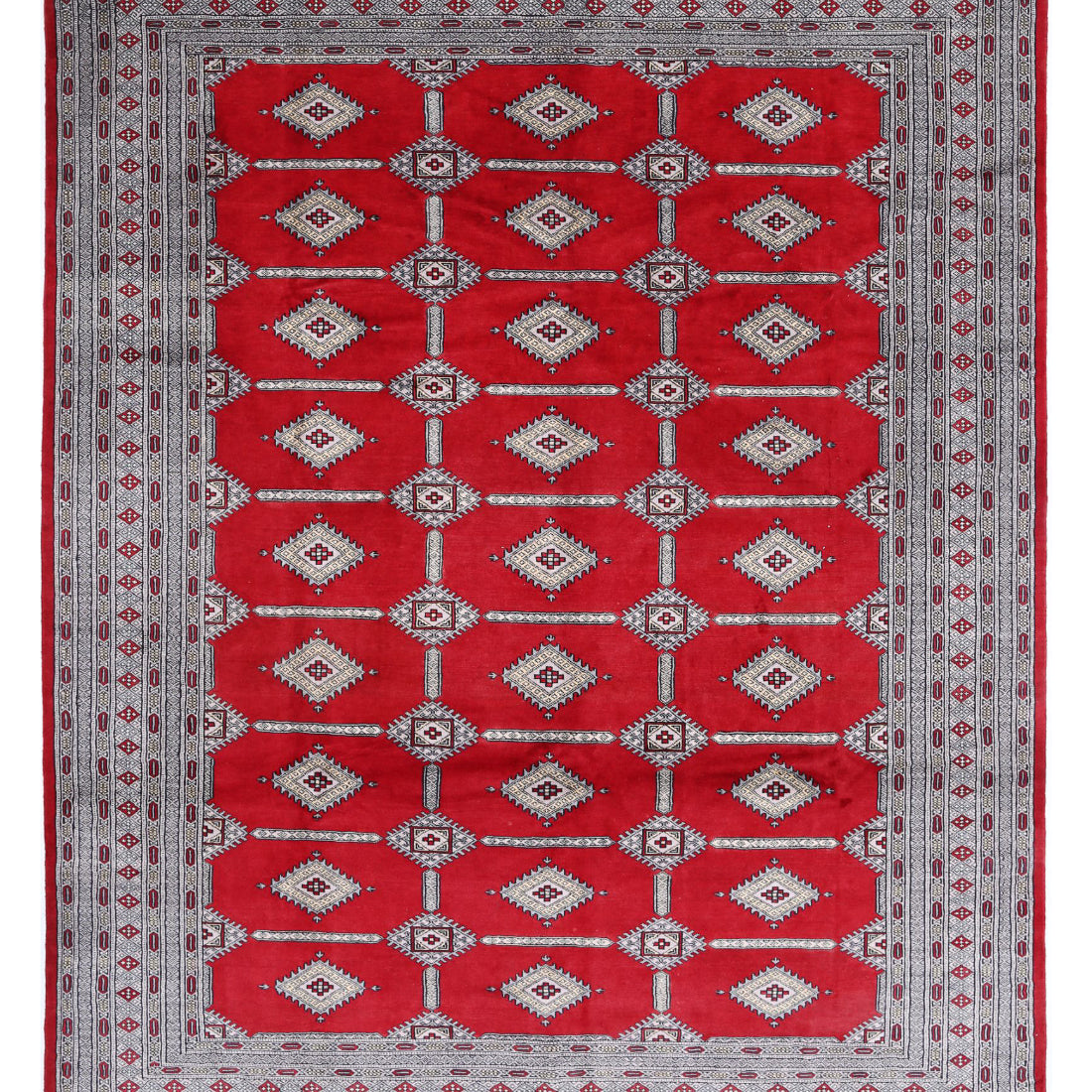 Alfombra tribal de lana Bokhara anudada a mano - 8'4'' x 10'8''