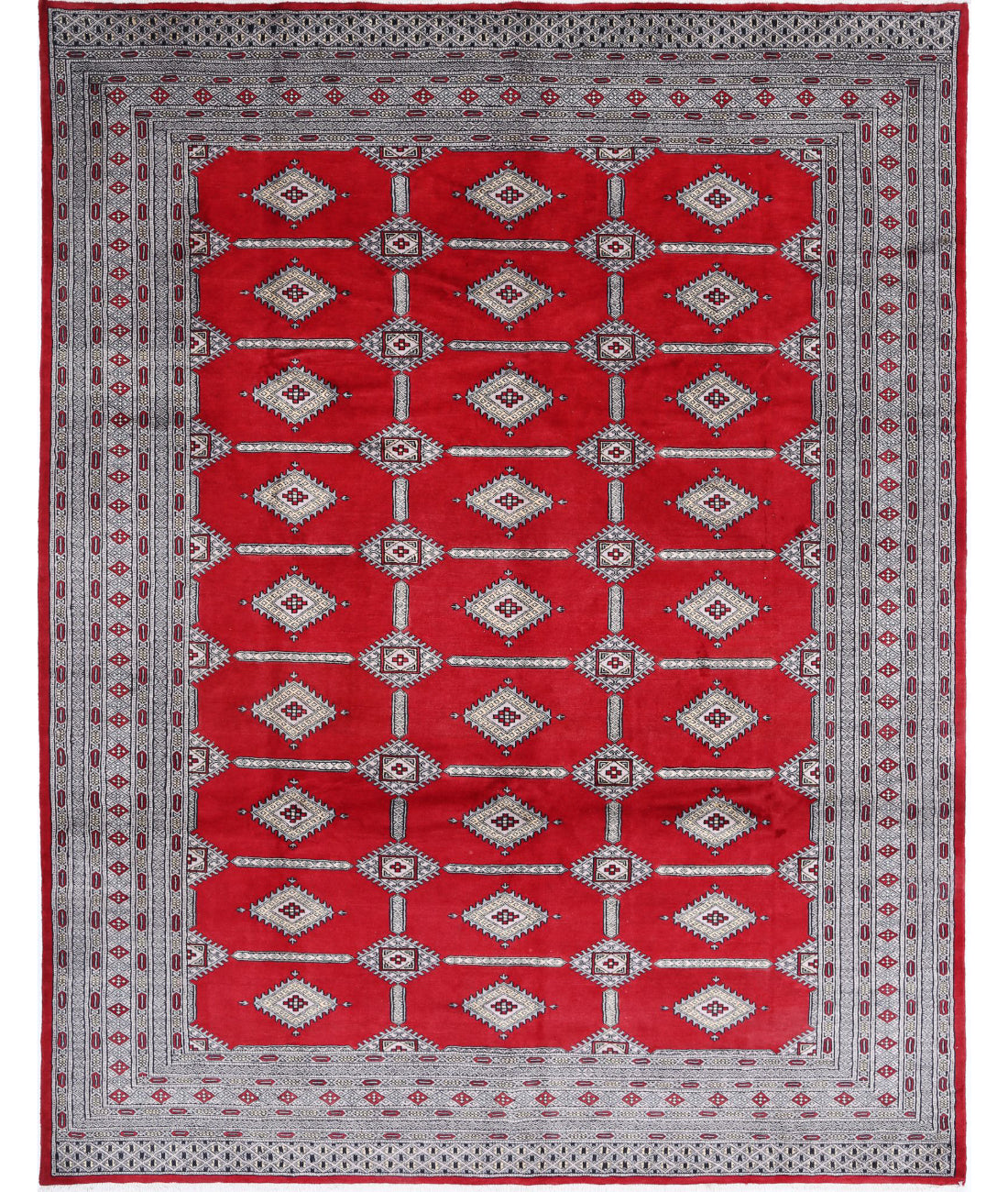 Alfombra tribal de lana Bokhara anudada a mano - 8'4'' x 10'8''