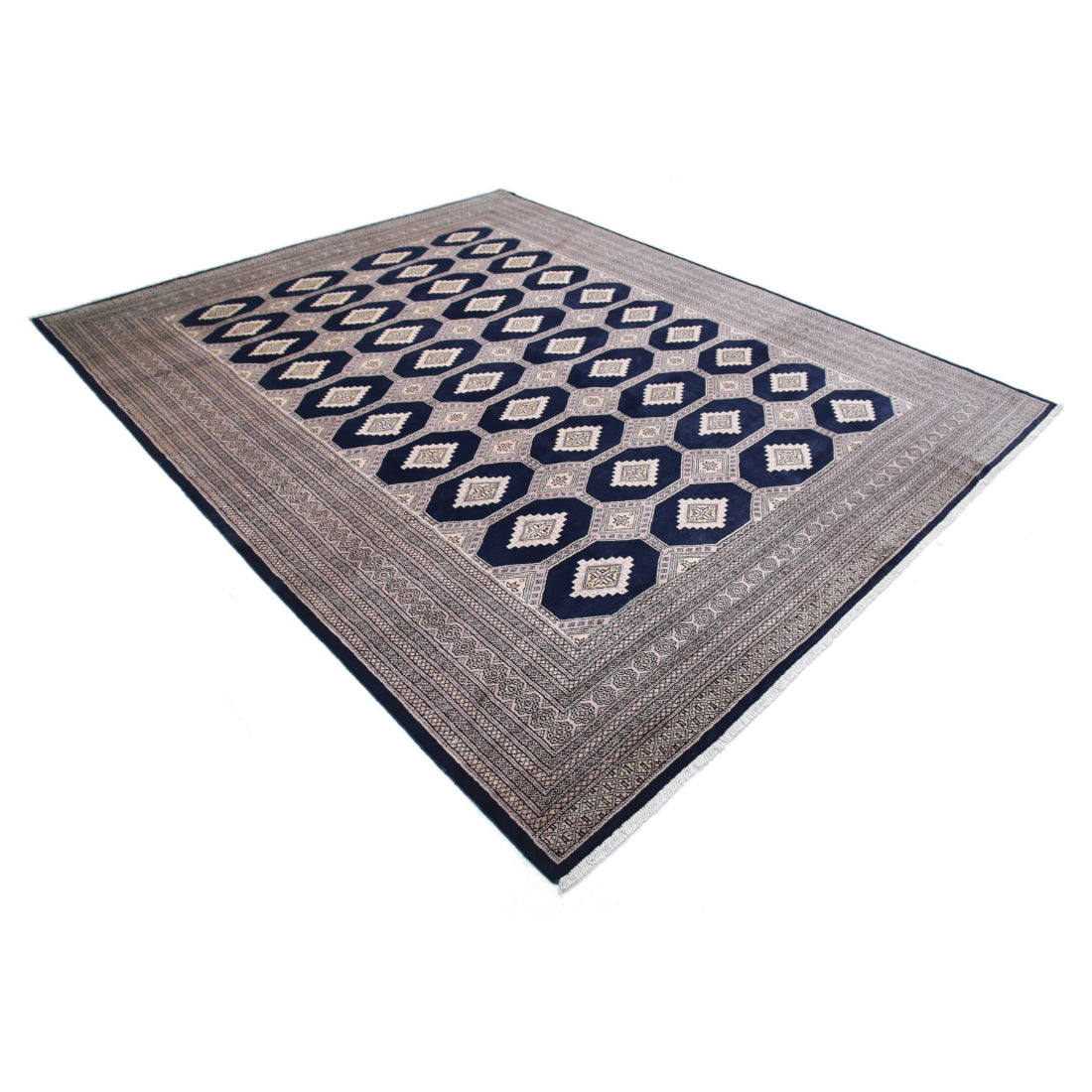 Alfombra tribal de lana Bokhara anudada a mano - 8'0'' x 9'9''