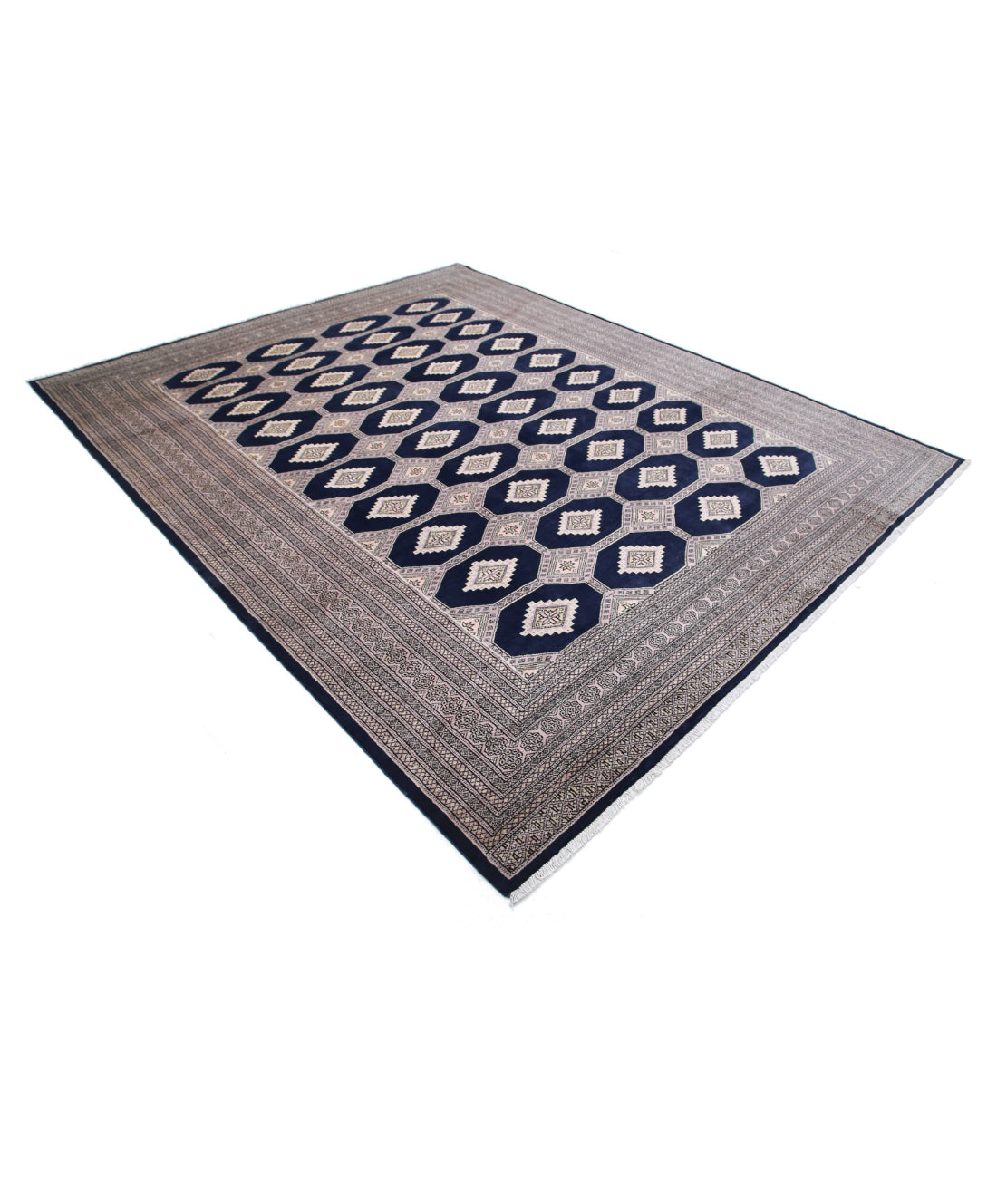 Alfombra tribal de lana Bokhara anudada a mano - 8'0'' x 9'9''