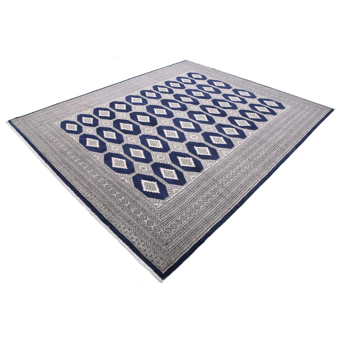 Alfombra tribal de lana Bokhara anudada a mano - 8'0'' x 9'9''