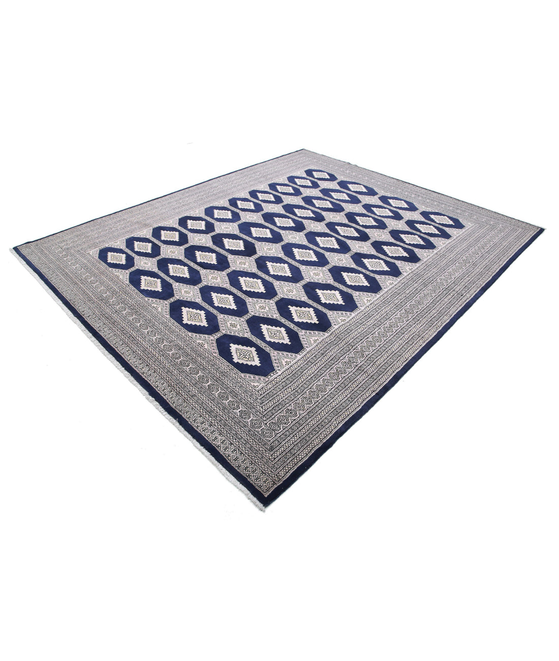 Alfombra tribal de lana Bokhara anudada a mano - 8'0'' x 9'9''