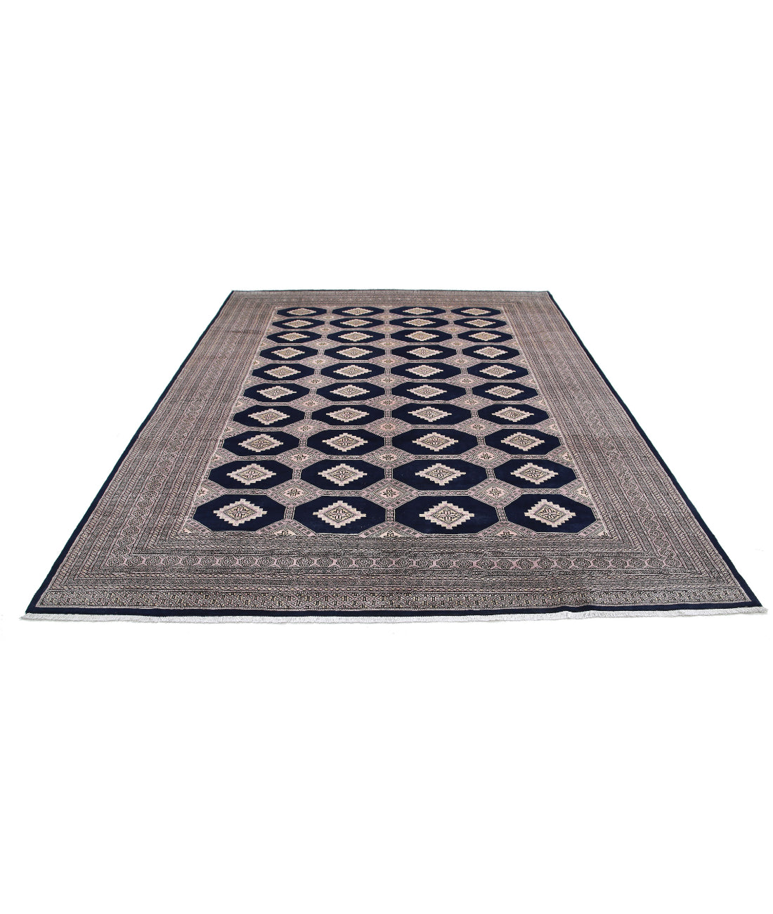 Alfombra tribal de lana Bokhara anudada a mano - 8'0'' x 9'9''