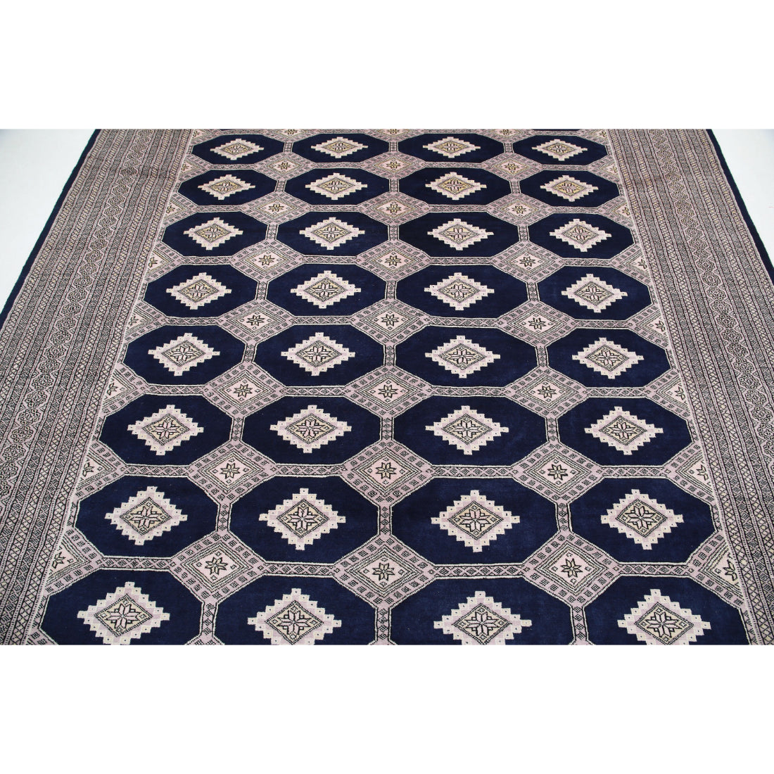 Alfombra tribal de lana Bokhara anudada a mano - 8'0'' x 9'9''