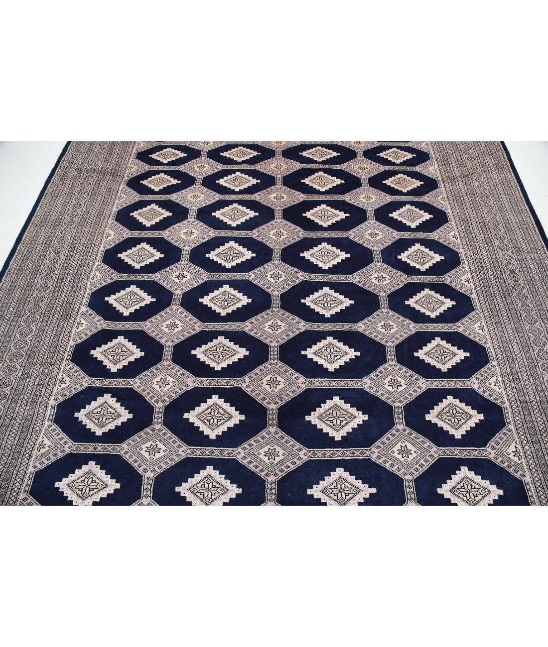 Alfombra tribal de lana Bokhara anudada a mano - 8'0'' x 9'9''
