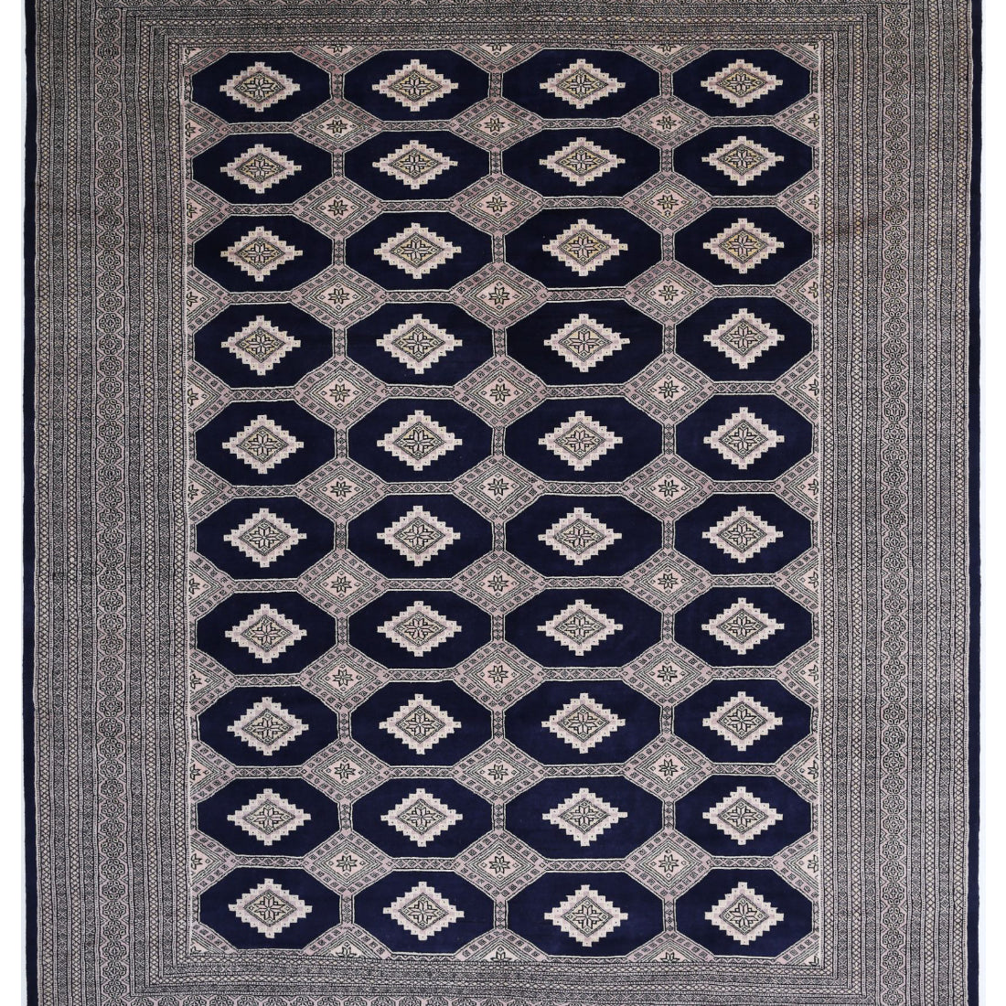 Alfombra tribal de lana Bokhara anudada a mano - 8'0'' x 9'9''