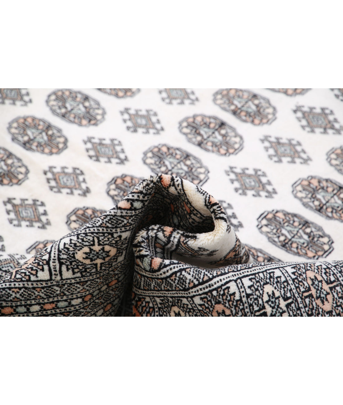 Hand Knotted Tribal Bokhara Wool Rug - 8'4'' x 9'9'' 8'4'' x 9'9'' (250 X 293) / Ivory / Taupe