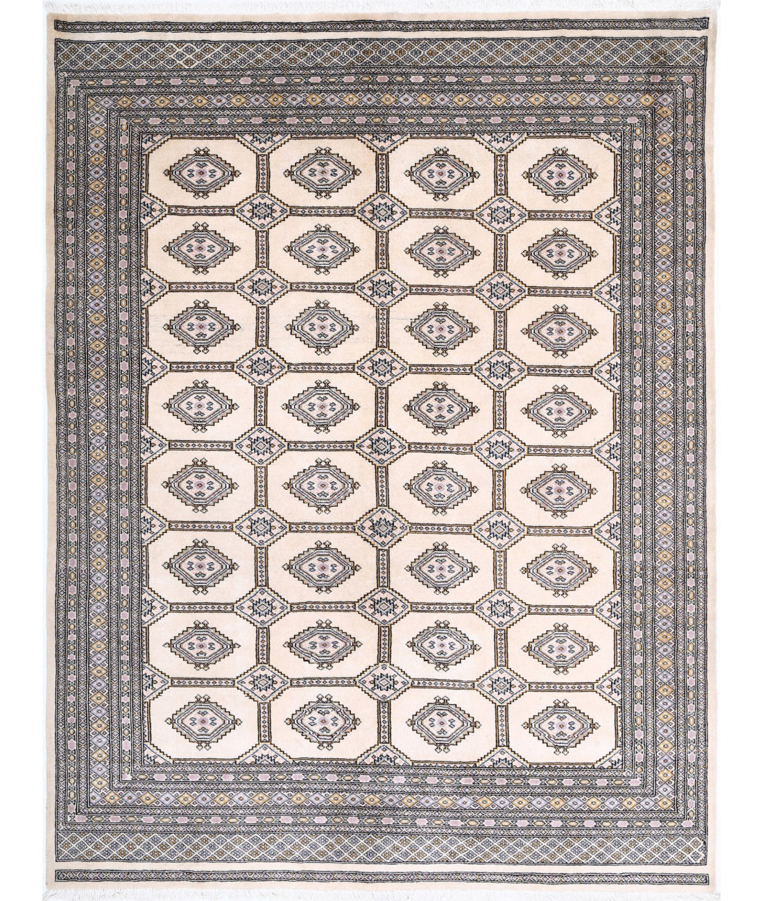 Hand Knotted Tribal Bokhara Wool Rug - 6'7'' x 8'8''