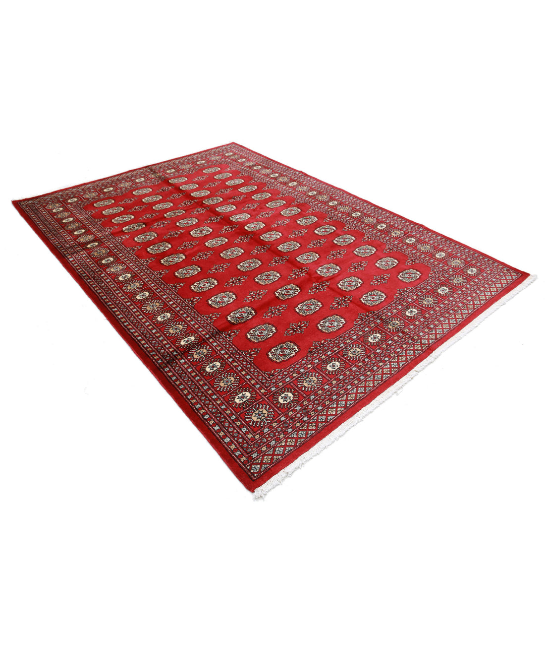 Hand Knotted Tribal Bokhara Wool Rug - 6'2'' x 8'9'' 6'2'' x 8'9'' (185 X 263) / Red / Black