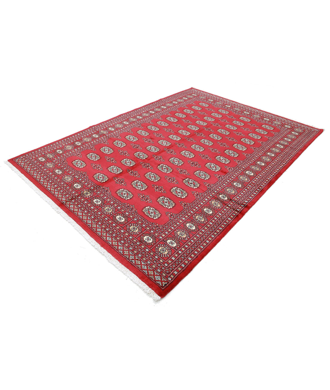 Hand Knotted Tribal Bokhara Wool Rug - 6'2'' x 8'9'' 6'2'' x 8'9'' (185 X 263) / Red / Black