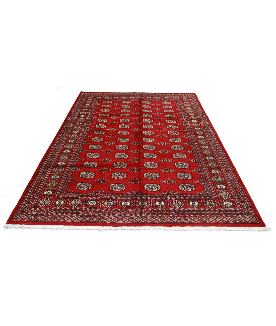 Hand Knotted Tribal Bokhara Wool Rug - 6'2'' x 8'9'' 6'2'' x 8'9'' (185 X 263) / Red / Black