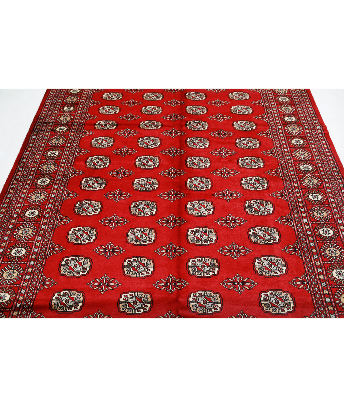 Hand Knotted Tribal Bokhara Wool Rug - 6'2'' x 8'9'' 6'2'' x 8'9'' (185 X 263) / Red / Black