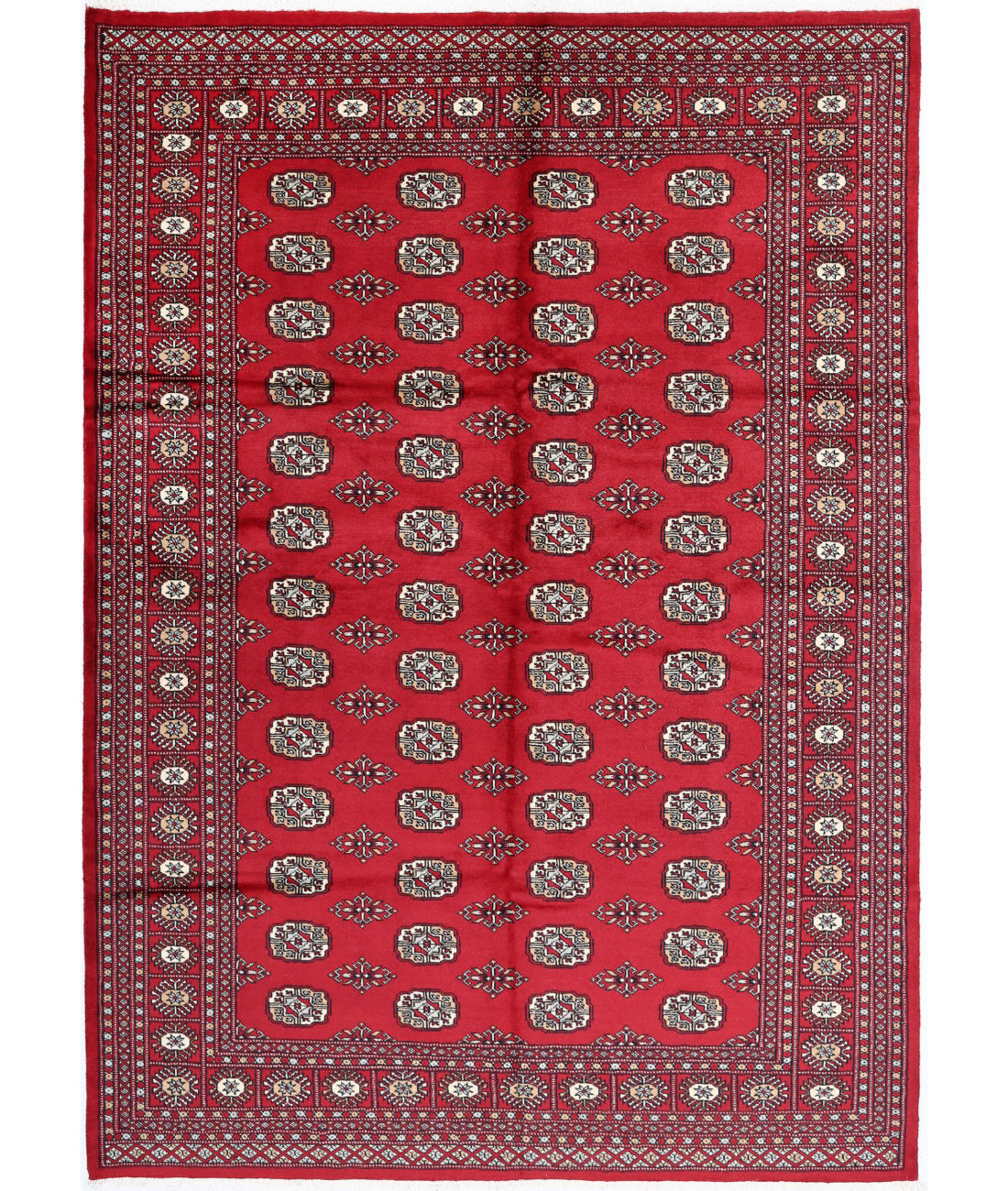 Hand Knotted Tribal Bokhara Wool Rug - 6&#39;2&#39;&#39; x 8&#39;9&#39;&#39; 6&#39;2&#39;&#39; x 8&#39;9&#39;&#39; (185 X 263) / Red / Black