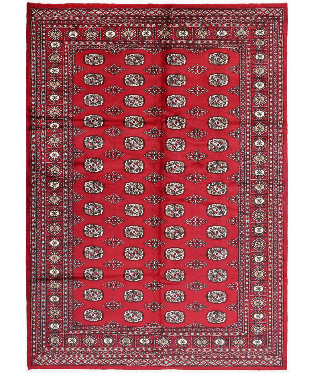 Hand Knotted Tribal Bokhara Wool Rug - 6'2'' x 8'9''