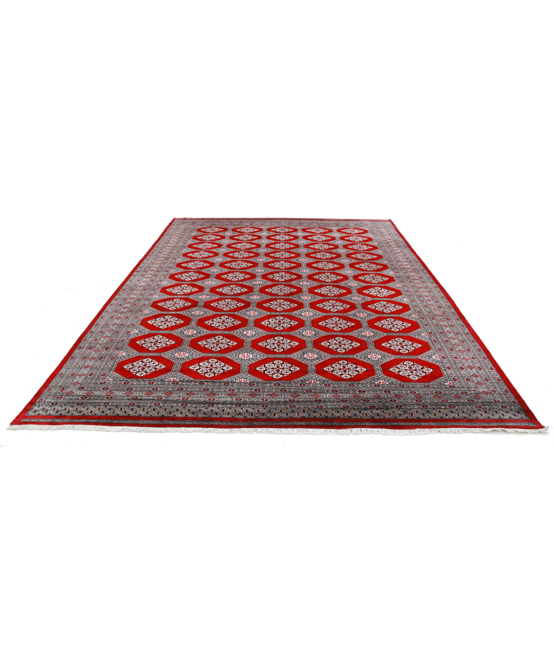 Hand Knotted Tribal Bokhara Wool Rug - 8'11'' x 11'7'' 8'11'' x 11'7'' (268 X 348) / Red / Blue