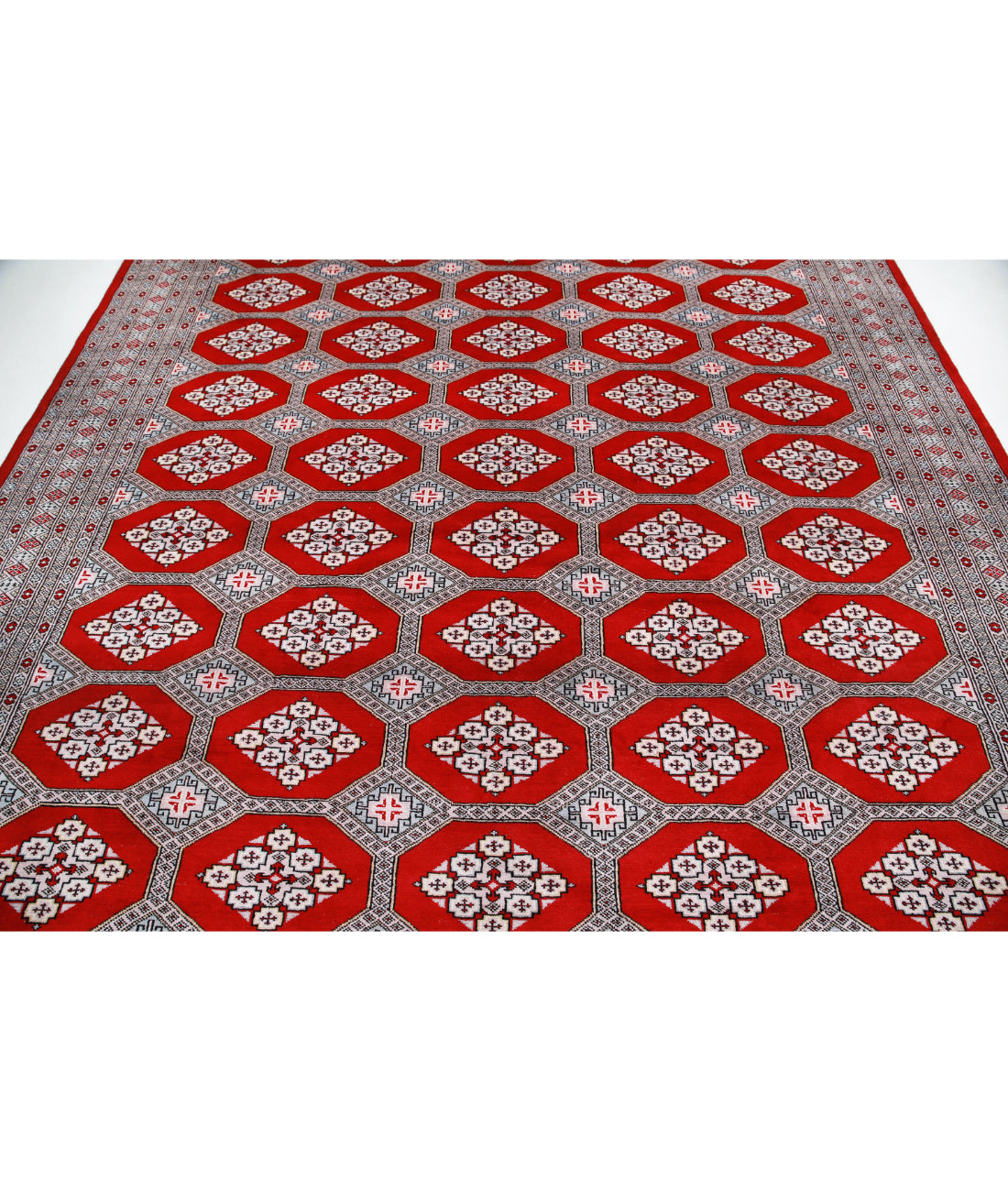 Hand Knotted Tribal Bokhara Wool Rug - 8'11'' x 11'7'' 8'11'' x 11'7'' (268 X 348) / Red / Blue