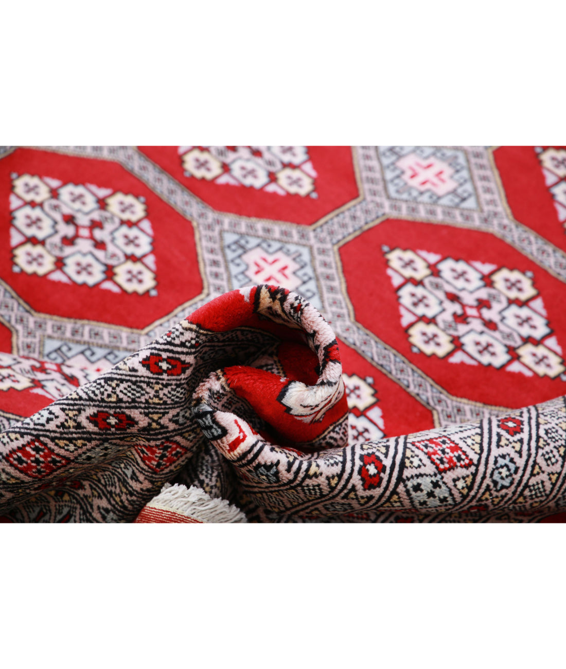 Hand Knotted Tribal Bokhara Wool Rug - 8'11'' x 11'7'' 8'11'' x 11'7'' (268 X 348) / Red / Blue