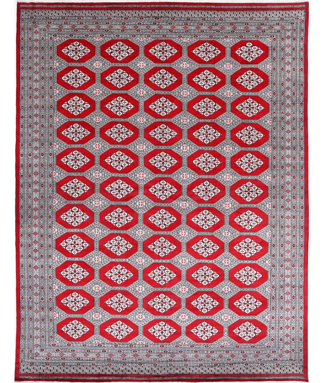 Hand Knotted Tribal Bokhara Wool Rug - 8&#39;11&#39;&#39; x 11&#39;7&#39;&#39; 8&#39;11&#39;&#39; x 11&#39;7&#39;&#39; (268 X 348) / Red / Blue