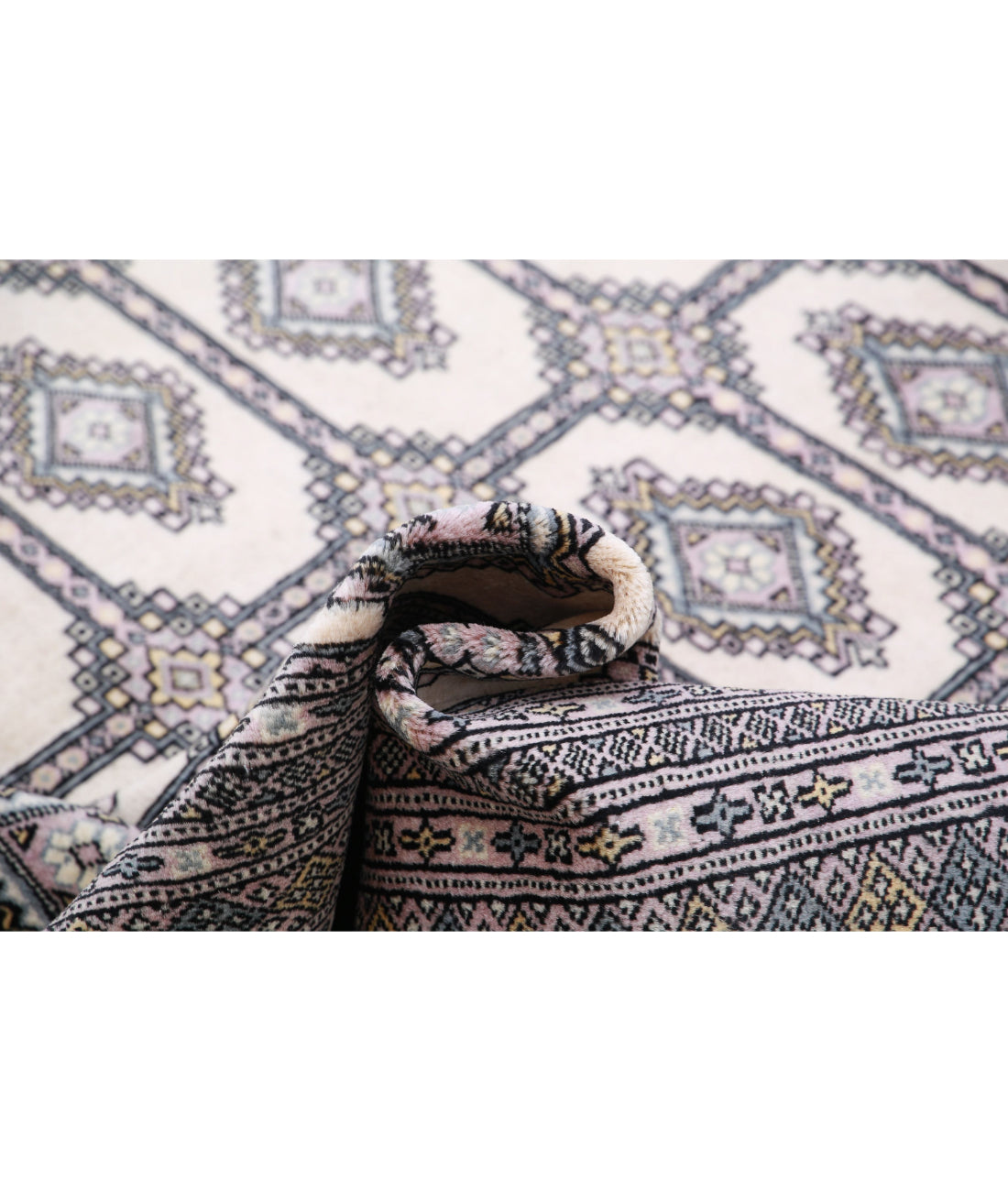 Hand Knotted Tribal Bokhara Wool Rug - 6'1'' x 8'11'' 6'1'' x 8'11'' (183 X 268) / Ivory / Black