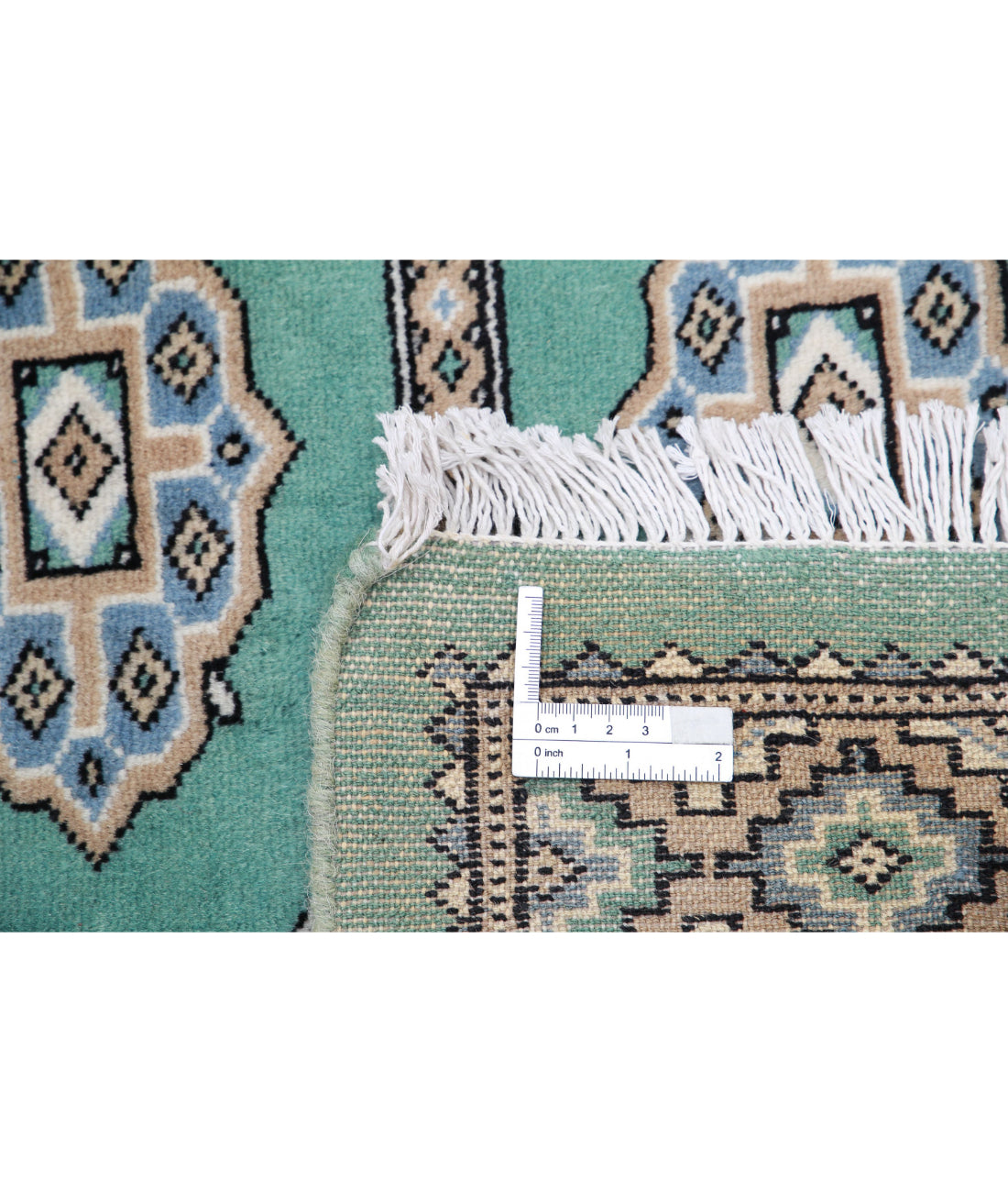 Hand Knotted Tribal Bokhara Wool Rug - 6'10'' x 7'9'' 6'10'' x 7'9'' (205 X 233) / Green / Taupe
