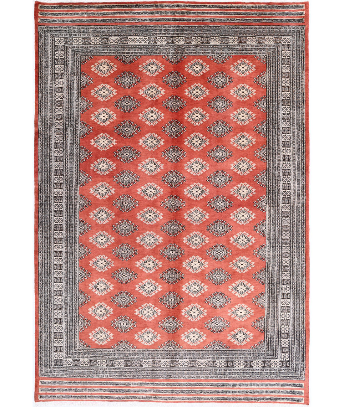 Hand Knotted Tribal Bokhara Wool Rug - 6&#39;6&#39;&#39; x 10&#39;0&#39;&#39; 6&#39;6&#39;&#39; x 10&#39;0&#39;&#39; (195 X 300) / Rust / Taupe