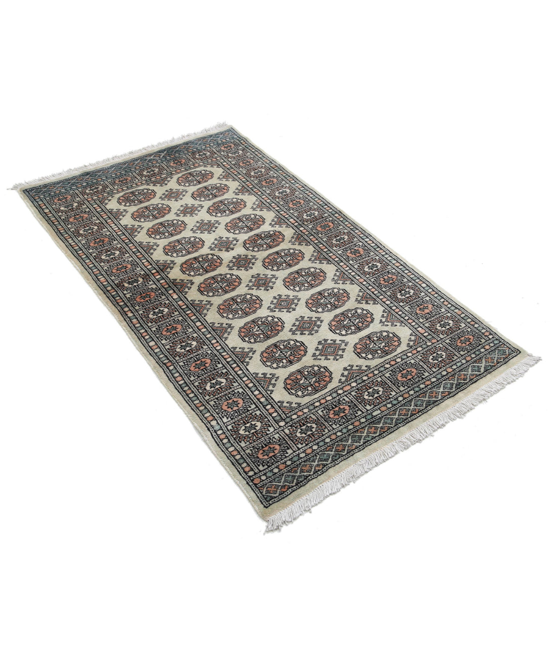 Hand Knotted Tribal Bokhara Wool Rug - 2'11'' x 5'0'' 2'11'' x 5'0'' (88 X 150) / Grey / Ivory