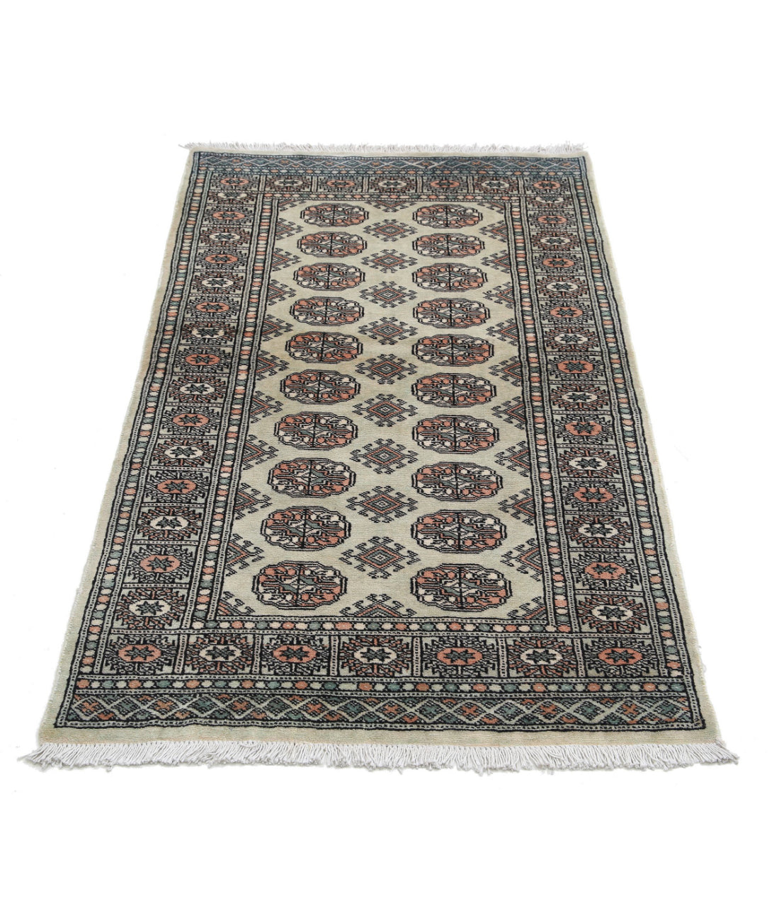 Hand Knotted Tribal Bokhara Wool Rug - 2'11'' x 5'0'' 2'11'' x 5'0'' (88 X 150) / Grey / Ivory