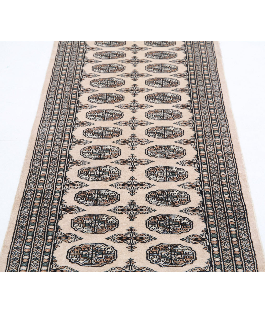 Hand Knotted Tribal Bokhara Wool Rug - 2'6'' x 8'0'' 2'6'' x 8'0'' (75 X 240) / Ivory / Ivory