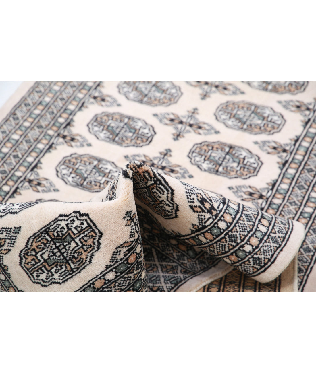 Hand Knotted Tribal Bokhara Wool Rug - 2'6'' x 8'0'' 2'6'' x 8'0'' (75 X 240) / Ivory / Ivory