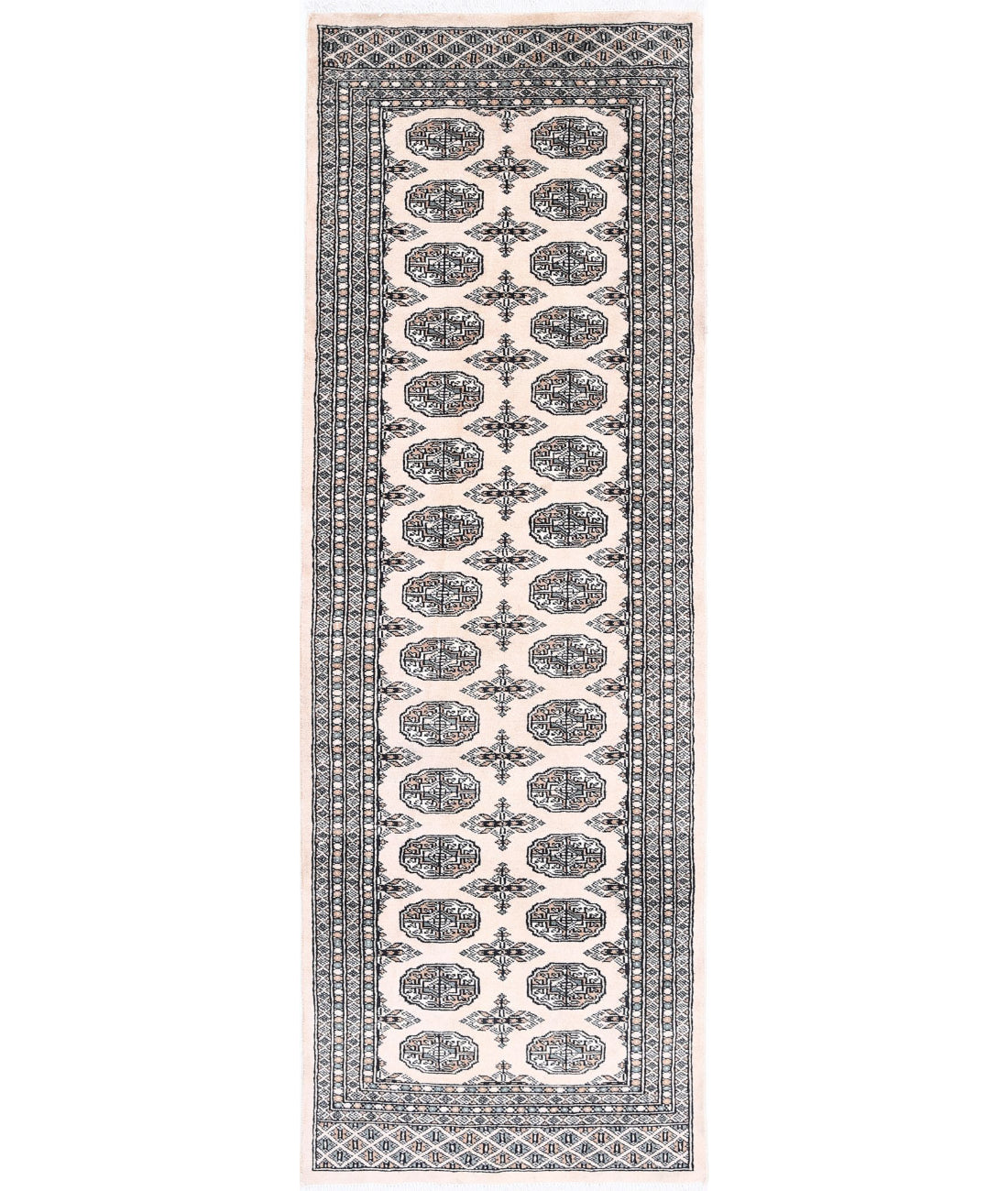 Hand Knotted Tribal Bokhara Wool Rug - 2&#39;6&#39;&#39; x 8&#39;0&#39;&#39; 2&#39;6&#39;&#39; x 8&#39;0&#39;&#39; (75 X 240) / Ivory / Ivory