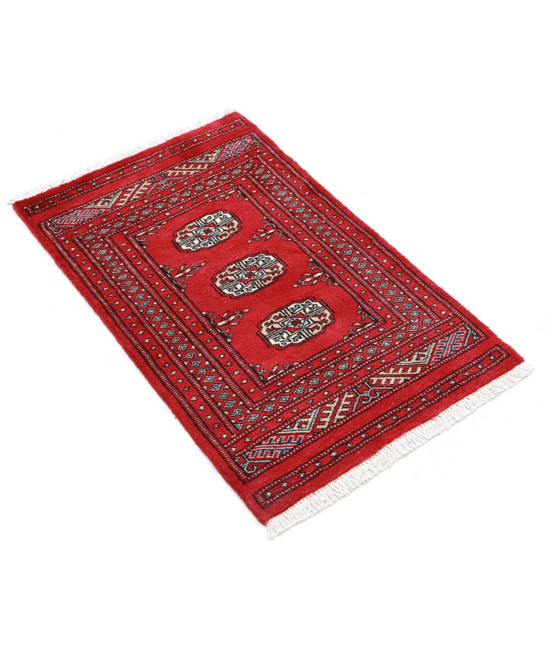 Hand Knotted Tribal Bokhara Wool Rug - 1'11'' x 3'2'' 1'11'' x 3'2'' (58 X 95) / Red / Red