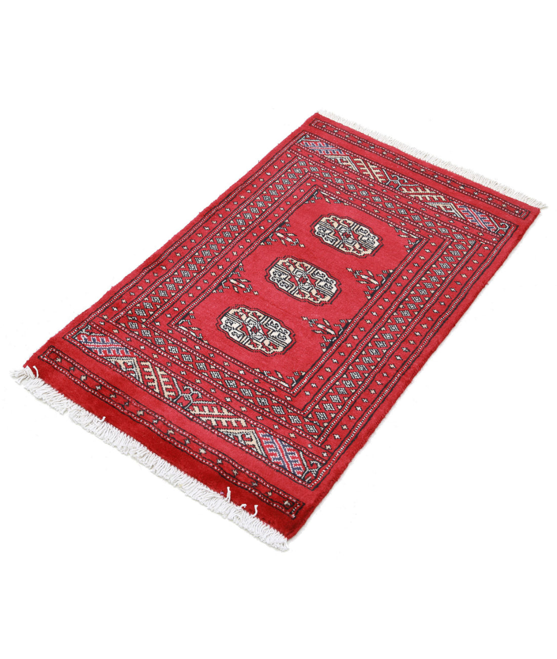 Hand Knotted Tribal Bokhara Wool Rug - 1'11'' x 3'2'' 1'11'' x 3'2'' (58 X 95) / Red / Red