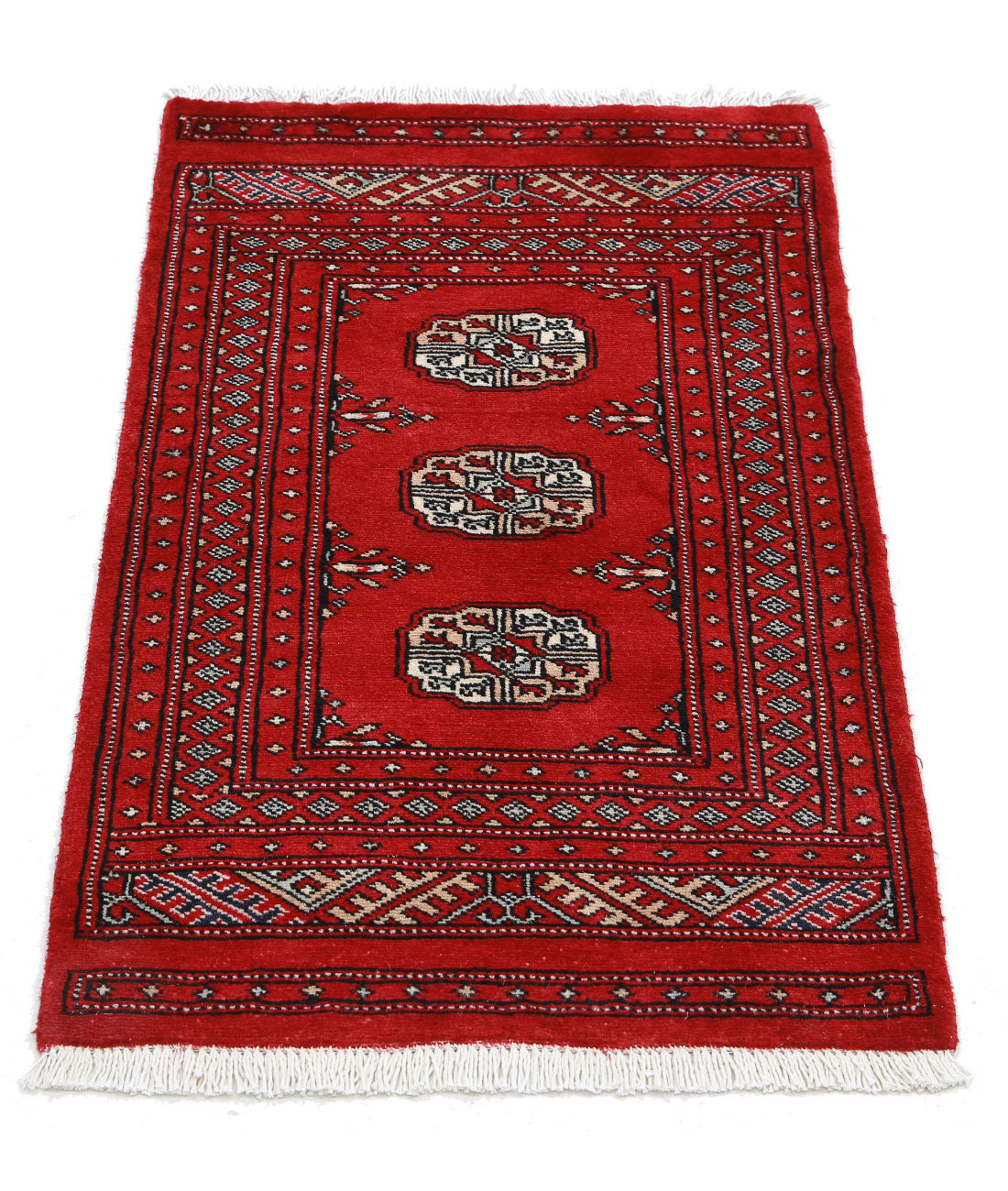 Hand Knotted Tribal Bokhara Wool Rug - 1'11'' x 3'2'' 1'11'' x 3'2'' (58 X 95) / Red / Red