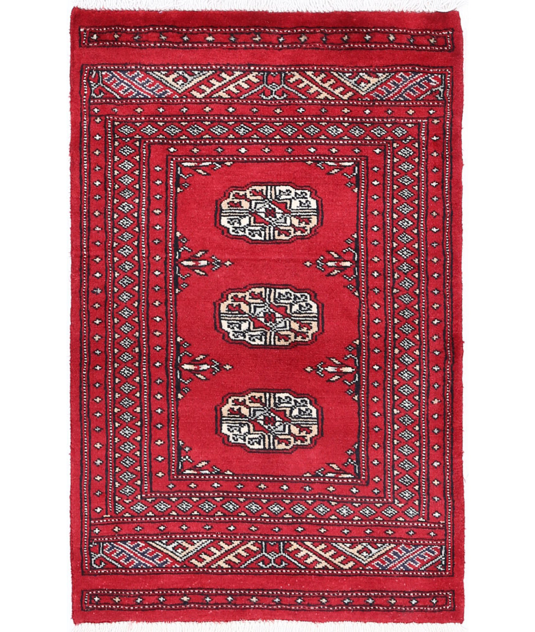 Hand Knotted Tribal Bokhara Wool Rug - 1&#39;11&#39;&#39; x 3&#39;2&#39;&#39; 1&#39;11&#39;&#39; x 3&#39;2&#39;&#39; (58 X 95) / Red / Red