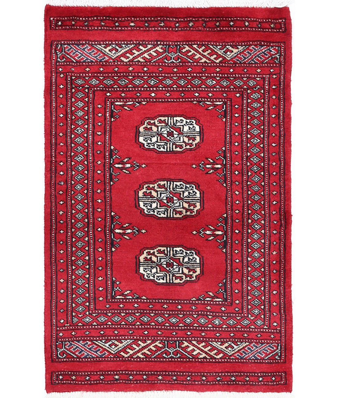 Hand Knotted Tribal Bokhara Wool Rug - 1'11'' x 3'2''
