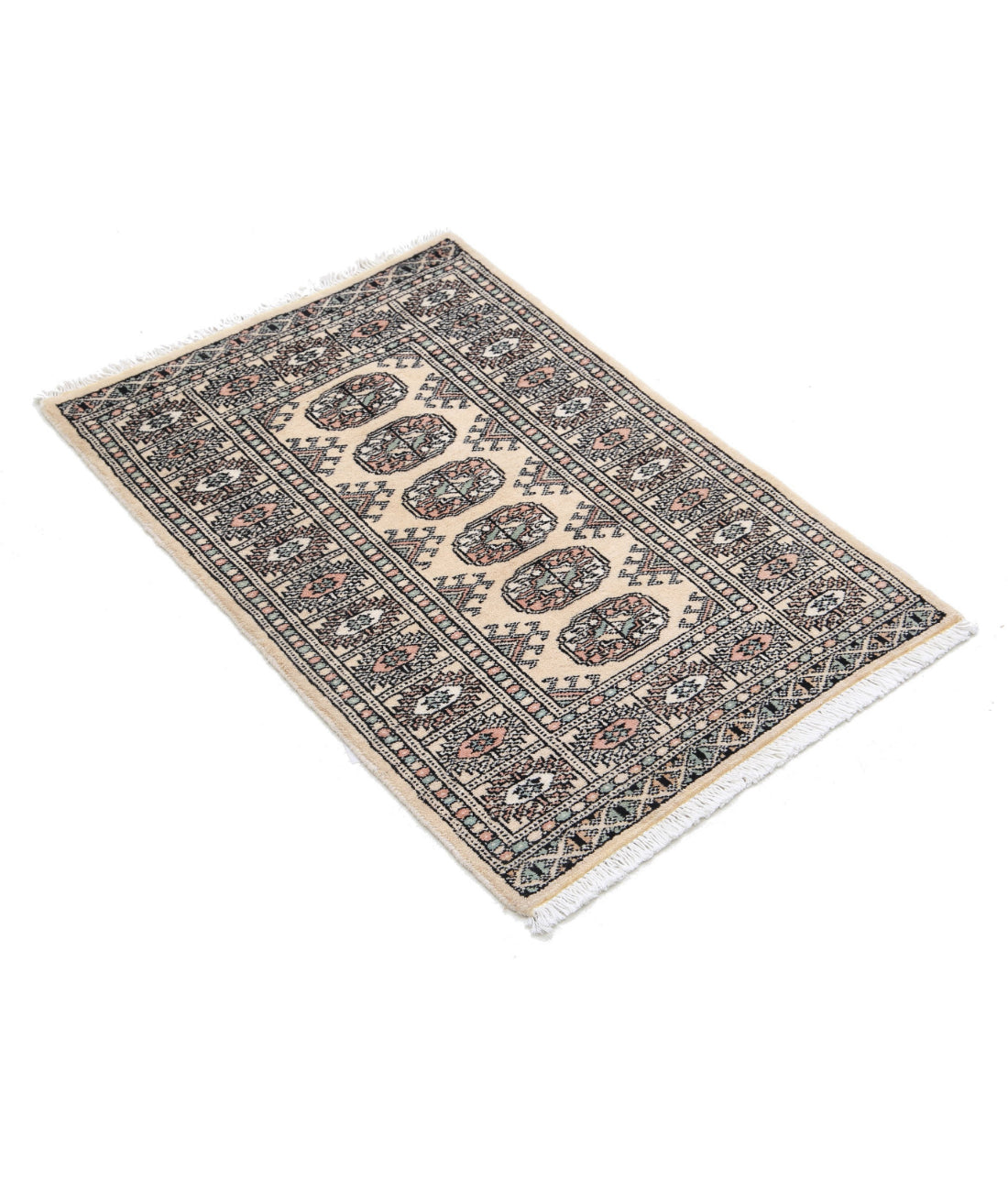 Hand Knotted Tribal Bokhara Wool Rug - 2'0'' x 3'0'' 2'0'' x 3'0'' (60 X 90) / Ivory / Ivory