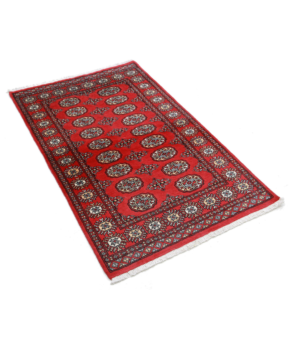 Hand Knotted Tribal Bokhara Wool Rug - 3'0'' x 4'10'' 3'0'' x 4'10'' (90 X 145) / Red / Red