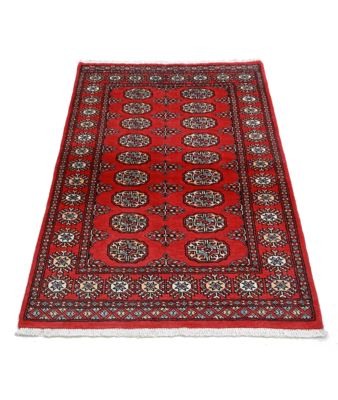 Hand Knotted Tribal Bokhara Wool Rug - 3'0'' x 4'10'' 3'0'' x 4'10'' (90 X 145) / Red / Red