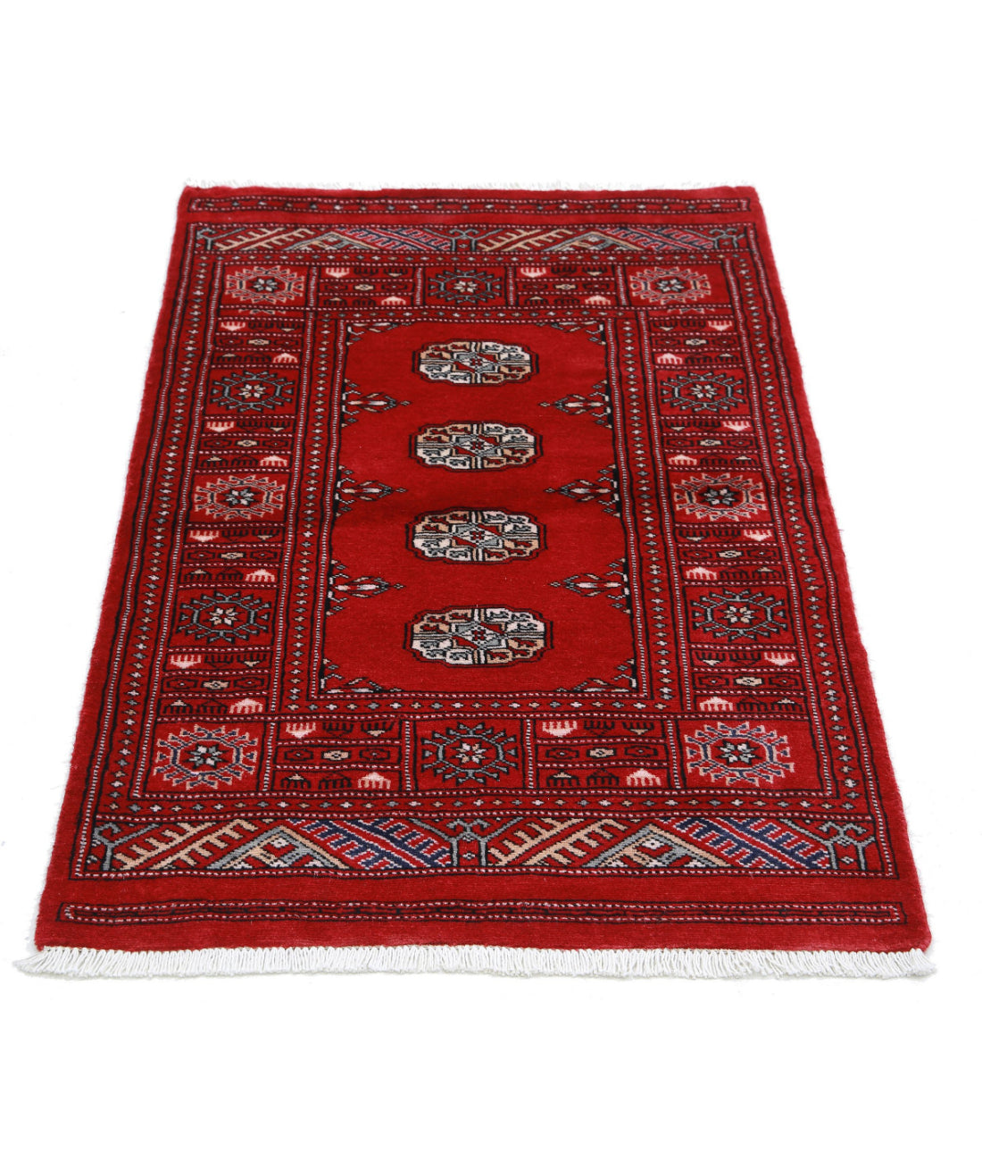 Hand Knotted Tribal Bokhara Wool Rug - 2'6'' x 4'1'' 2'6'' x 4'1'' (75 X 123) / Red / Red