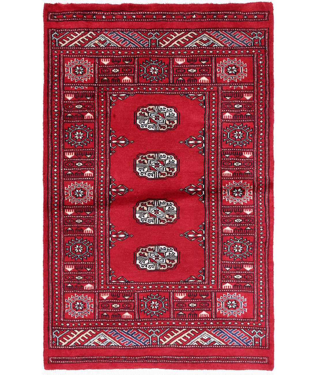 Hand Knotted Tribal Bokhara Wool Rug - 2'6'' x 4'1''