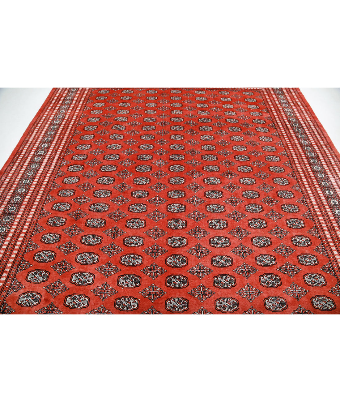 Hand Knotted Tribal Bokhara Wool Rug - 8'11'' x 11'5'' 8'11'' x 11'5'' (268 X 343) / Orange / Ivory