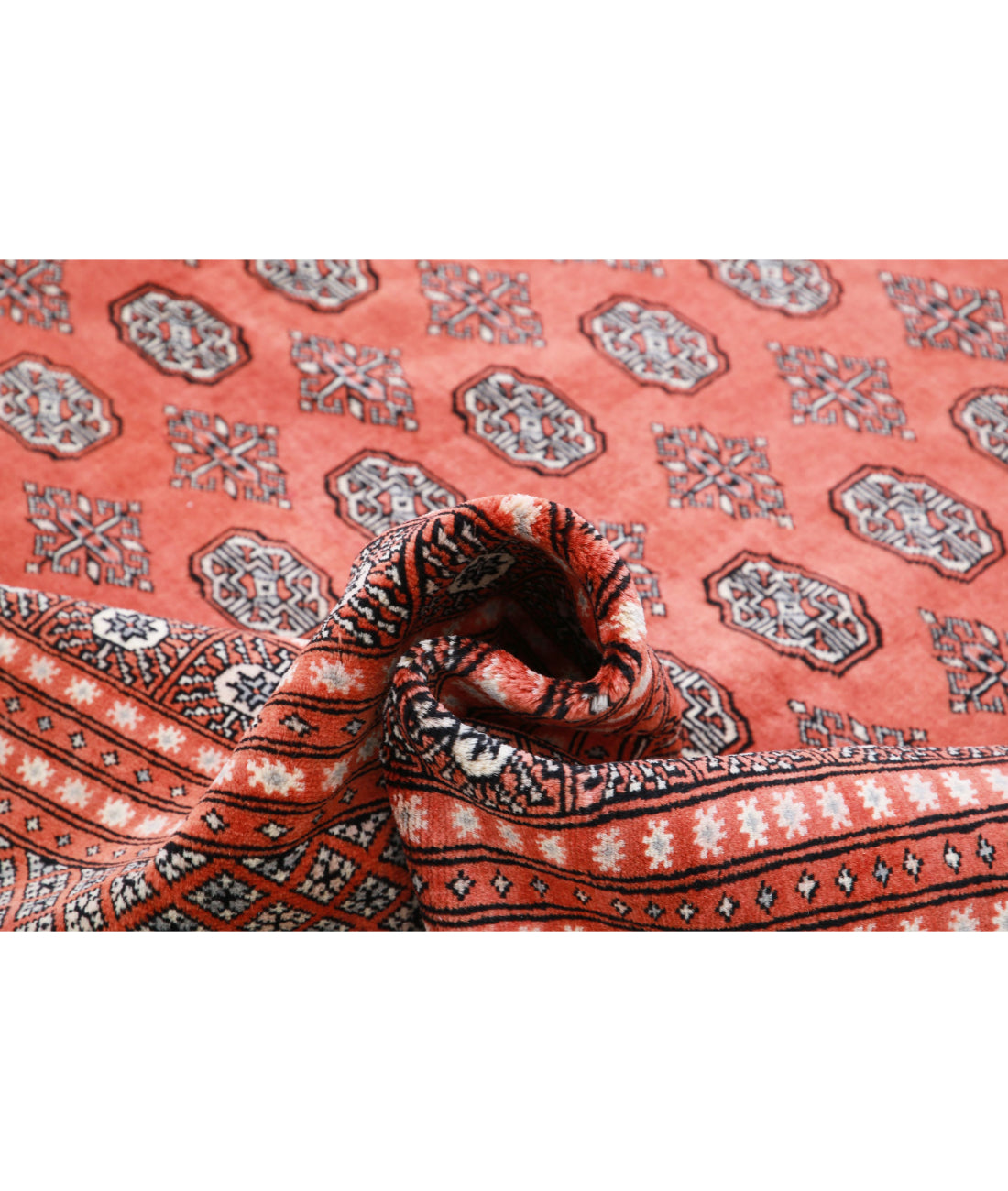 Hand Knotted Tribal Bokhara Wool Rug - 8'11'' x 11'5'' 8'11'' x 11'5'' (268 X 343) / Orange / Ivory