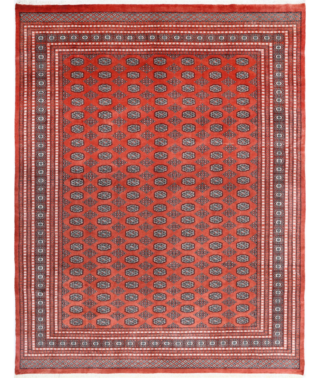 Hand Knotted Tribal Bokhara Wool Rug - 8'11'' x 11'5'' 8'11'' x 11'5'' (268 X 343) / Orange / Ivory