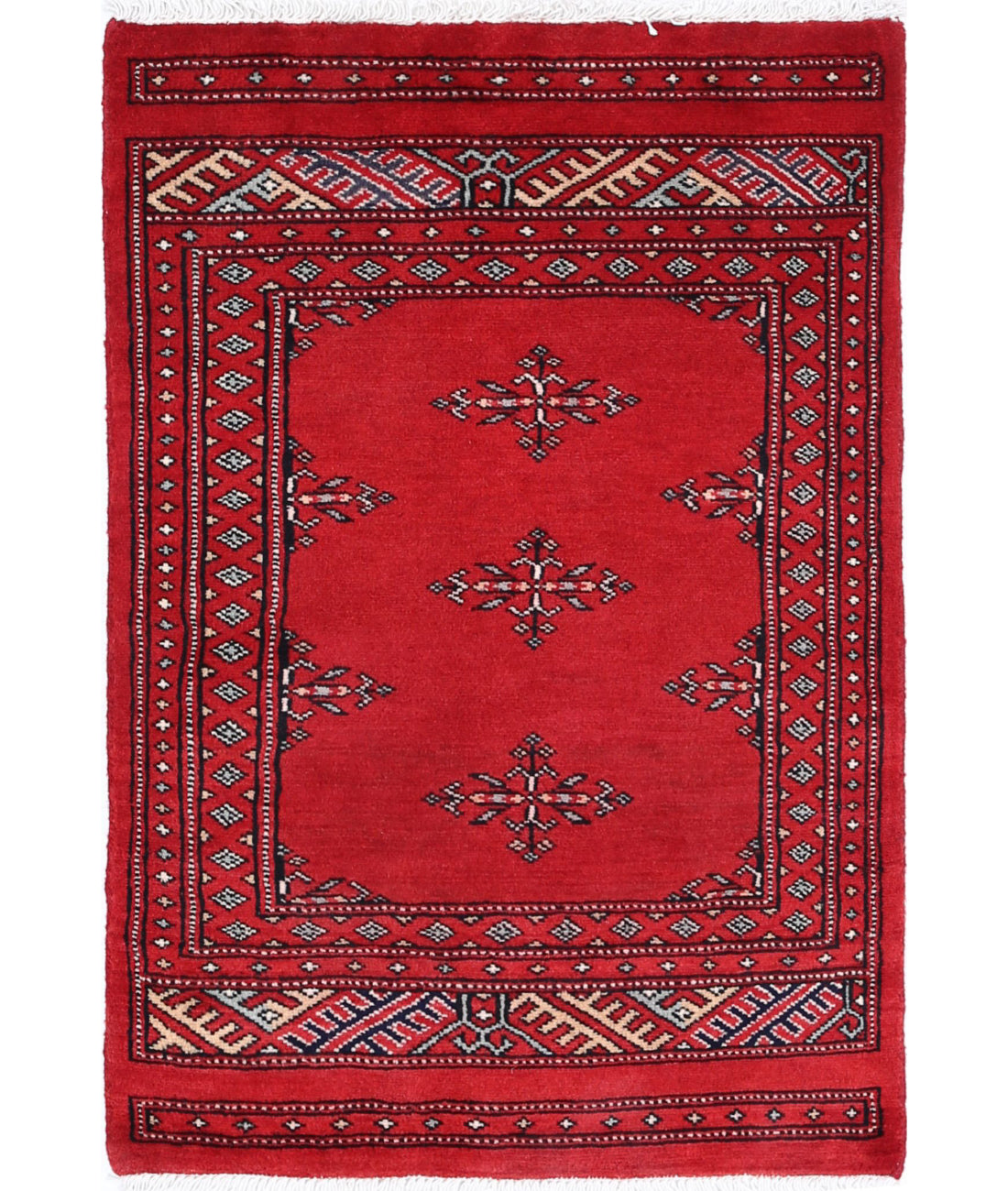 Hand Knotted Tribal Bokhara Wool Rug - 2'0'' x 3'0''