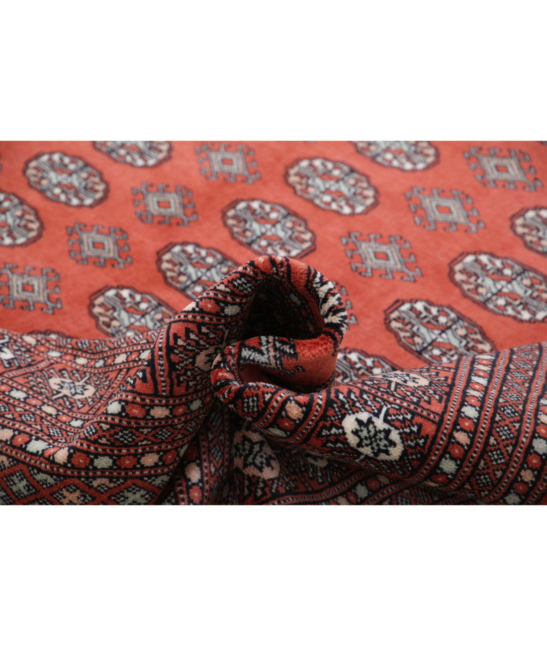 Hand Knotted Tribal Bokhara Wool Rug - 8'1'' x 10'1'' 8'1'' x 10'1'' (243 X 303) / Rust / Ivory