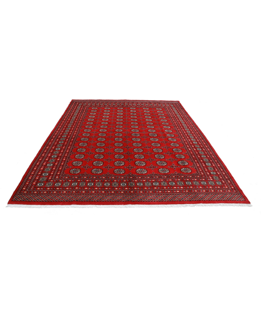 Hand Knotted Tribal Bokhara Wool Rug - 8'1'' x 10'1'' 8'1'' x 10'1'' (243 X 303) / Red / Blue